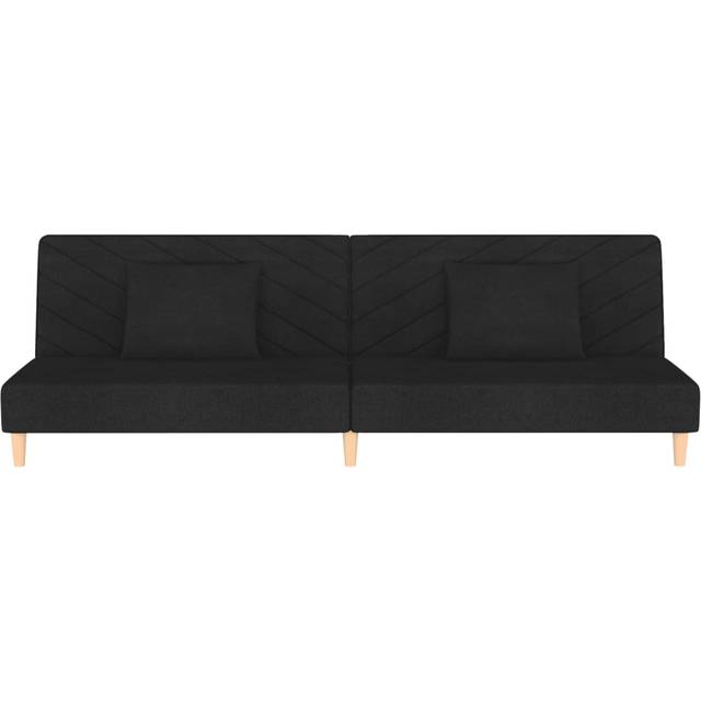 Bäddsoffa 2-sits med två kuddar svart tyg