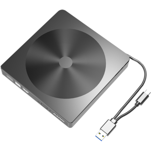 Maiwo Slim extern USB DVD/CD spelare både USB-C och USB-A Extern optisk enhet