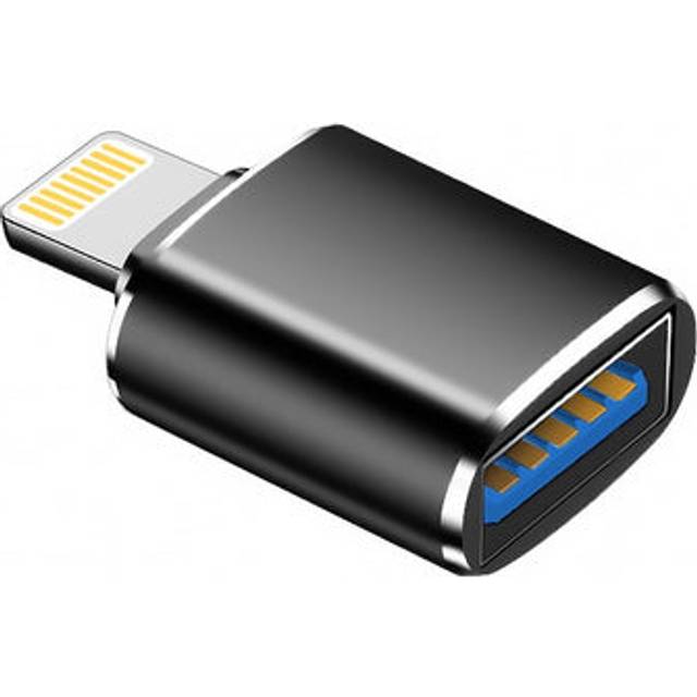 NÖRDIC USB3.0 OTG till Lightning adapter (Non MFI) svart stöd för iOS koppla USB enheter till Iphone och Ipad