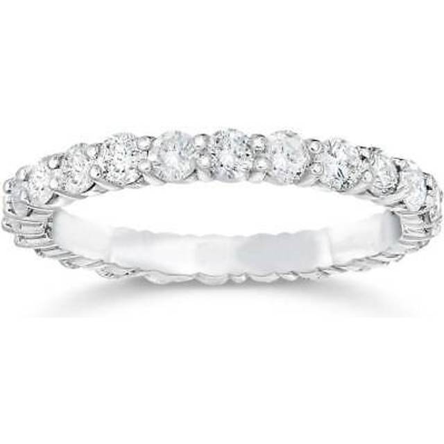 Si1 1/2ct Prong Diamond Eternity Ring 14k White Gold Womens Stackable Band