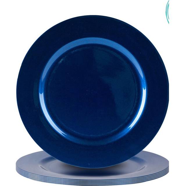 33cm Metallic Melamine Charger Plates - Pack of Six - Blue