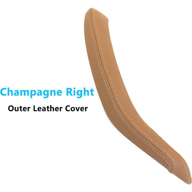 (champagne right) Car Interior Passenger Doors Pull Handle Outer Leather Cover Replacement