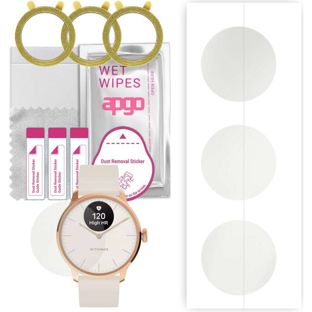 3x apgo Hydrogel Matte Screen Protector for Withings ScanWatch Light, Hydrogel Film, Flexible, Soft TPU with positioning layer easy installation