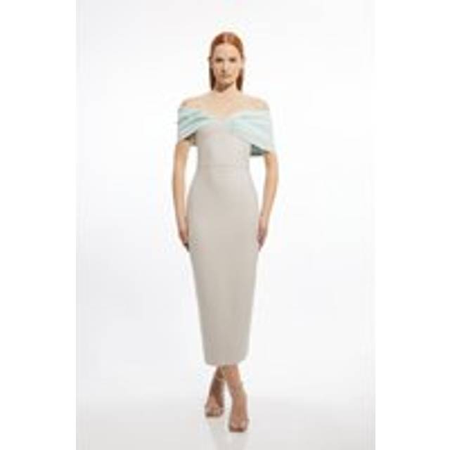 Figure Form Bandage Asymmetric Strap Knit Midi Dress - Green