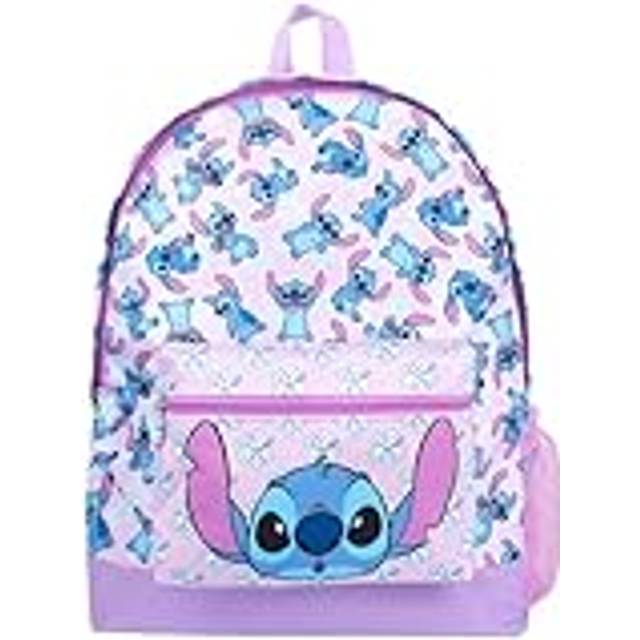 Disney Stitch skolväska ryggsäck för pojkar och flickor 2 fack reseryggsäck för barn justerbara axelremmar och nätficka, Lila, en storlek