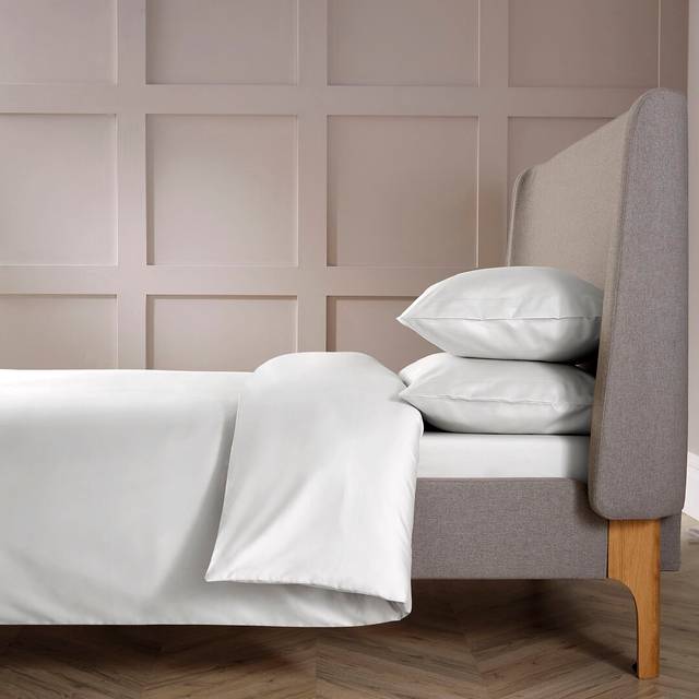 400TC Luxury Cotton Sateen Plain Dye Duvet Cover Sets - White - Super King