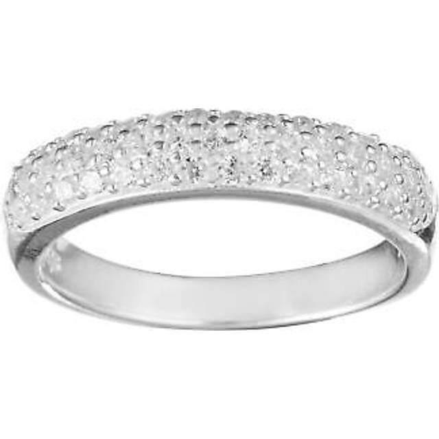 Half eternity ring sterling silver triple layer cubic zirconia band - silverly