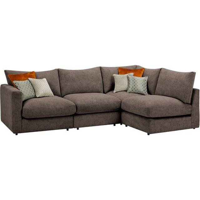 Brown Fabric Sofas - Modular 4 Seat Left Hand Corner Sofa - Malvern Range - Oak Furnitureland