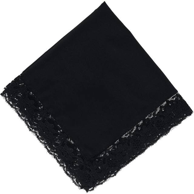 CTM Women's Ebony Lace Border Handkerchief - Black one size (one size)