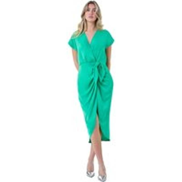 Dusk Green Wrap Tie Detail Wrap Dress - Size 18
