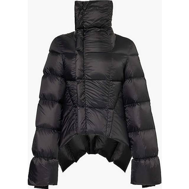 Rick Owens, Down Jackets, female, Black, S, Black Quilted Funnel Neck Coat