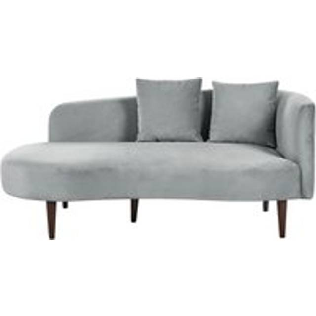 Right Hand Velvet Chaise Lounge Light Grey CHAUMONT