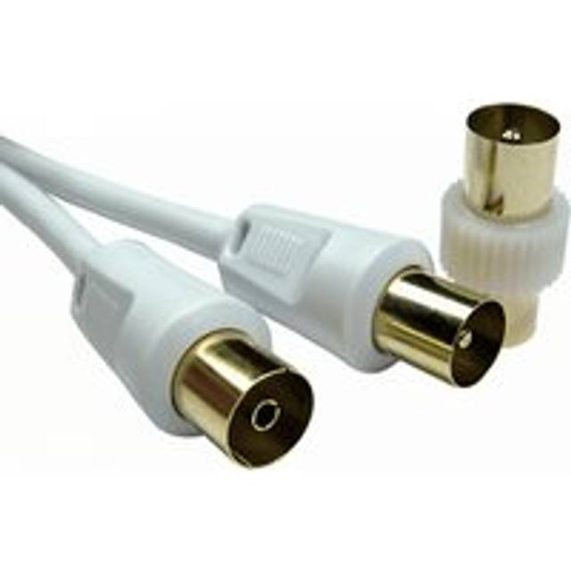 Raraion - Tv Aerial Coaxial Lead, Male To Female, White, 2m