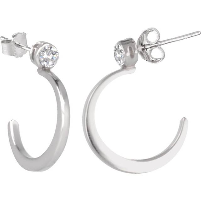 Les Trésors De Lily [Q4597] - Silver Hoop Earrings 'Choreography' silvery white (rhodium plated) - 15 mm 2 mm