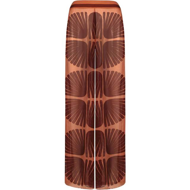Johanna Ortiz Printed georgette wide-leg pants - brown (UK 16)