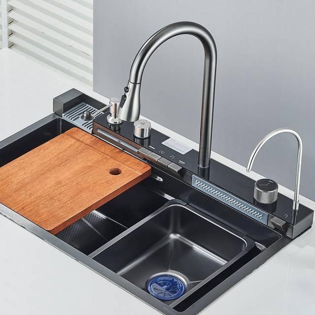 Gun Ash Stainless Steel 30" Drop In Kitchen Sink Top Mount Single Bowl w/Kitchen Facuet (750mm L X 460mm W)