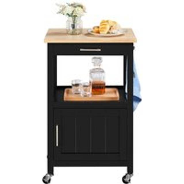 Yaheetech Rolling Kitchen Cart Kitchen Island Cart W/Wheels, Black