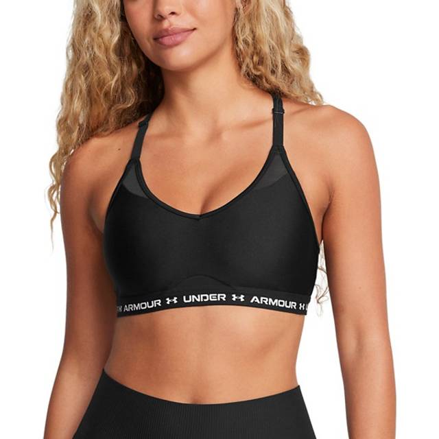 Under Armour Padded Crossback Sports Bra, Black/White