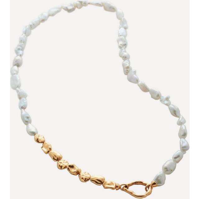 Monica Vinader Womens White Keshi 18ct Recycled Yellow Gold-plated Vermeil Sterling Silver and Pearl Necklace 1 Size - WHITE
