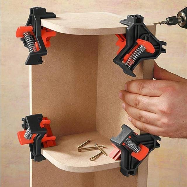 SHEIN 4pcs Woodworking Corner Clamp, 90 Degree Right Angle Clamp, Adjustable Woodworking Spring Clamp,Tools For Men