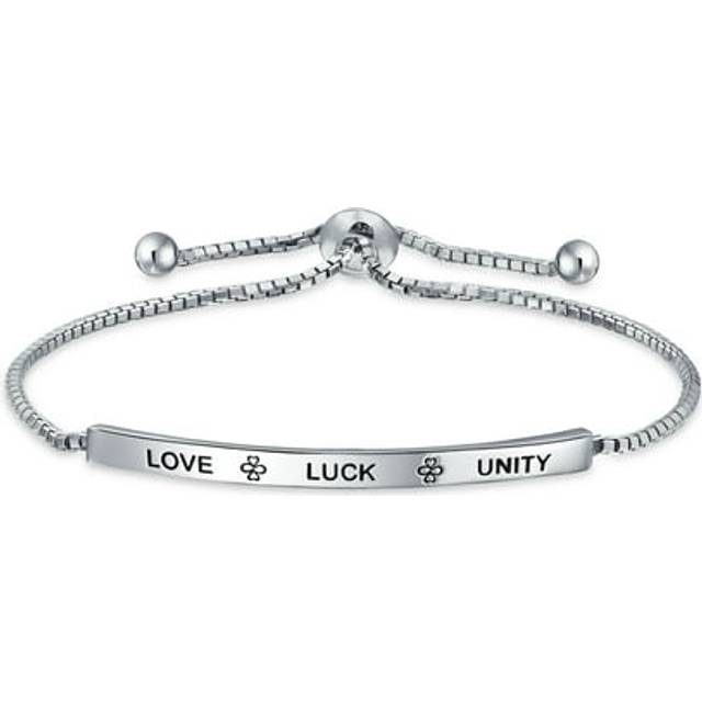 Airu Amulet Talisman Intertwined Symbol BFF Heart Infinity Clover for Love Black Unity Words of Inspiration Bolo Bracelet Girlfriend Women Teens silver