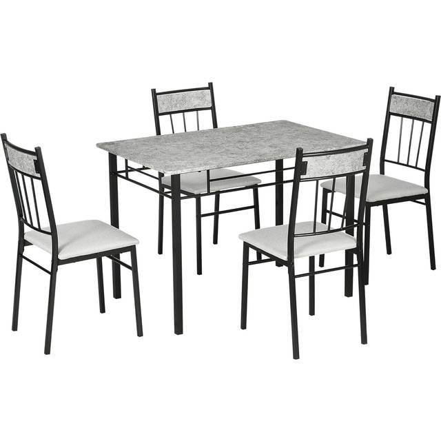 HOMCOM 5 Pieces Dining Room Sets - Kitchen Table and Chairs Set 4 with Marble Top | TJ Hughes