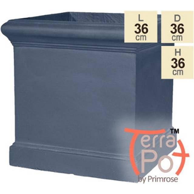 36cm Terracotta Fibre Blenheim Lead Effect Cube Planter by Terra Pot - Grey - One Size