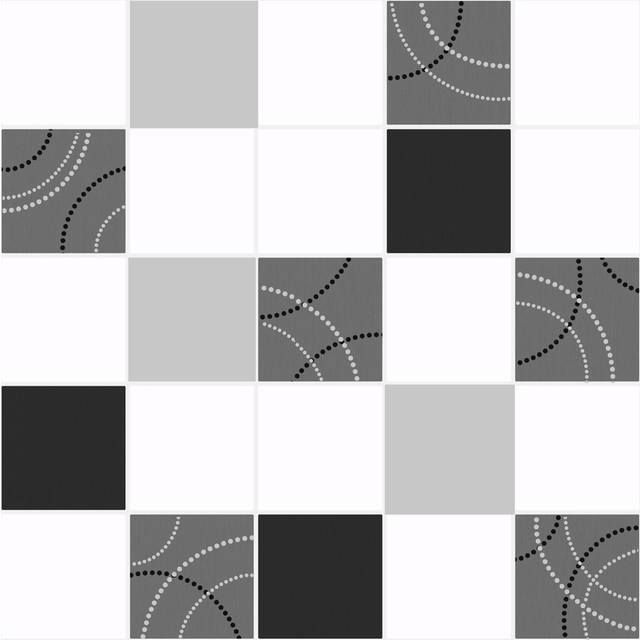 Dotty Wallpaper Kitchen Bathroom Black Silver Tile Effect Washable