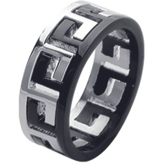 'Rhodes' svart silver stålring - 7 mm 54 svart