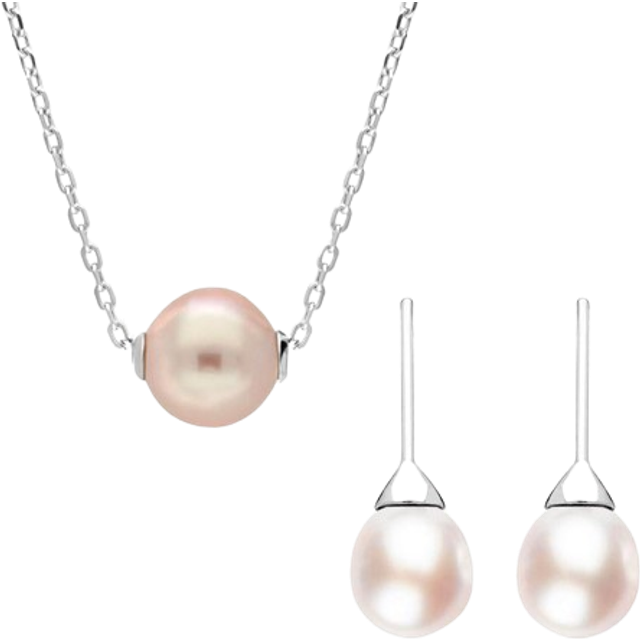 Sterling Silver Pink Pearl Bead Two Piece Set
