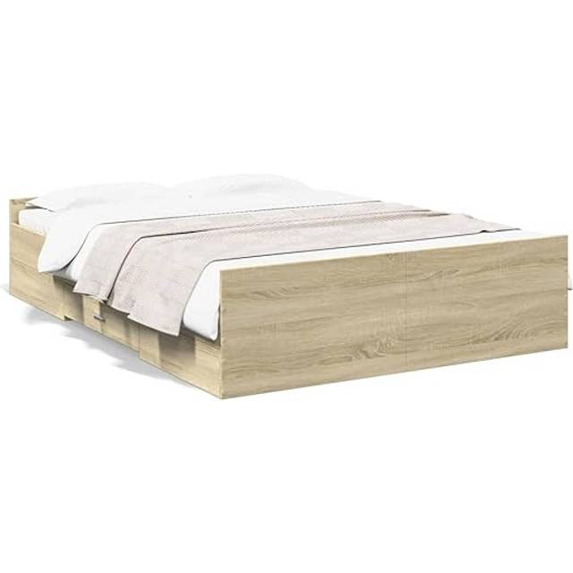 vidaXL Bed Frame with Drawers without Mattress Sonoma Oak 120x190 cm Small Double - Brown