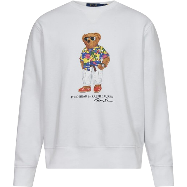 Polo Ralph Lauren Mens White Beach Club Bear Bear-print Regular-fit Cotton-blend Sweatshirt L