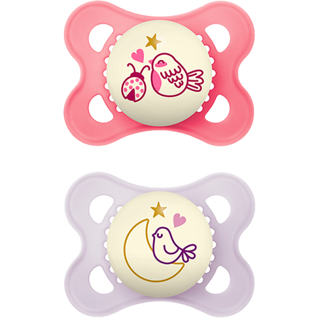 MAM Mam Original Night 0-6M Silicone Pink 2P |Multi/patterned |0-6M