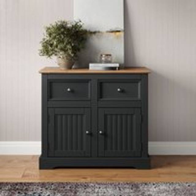 Mercers Furniture Country Charcoal 2 Door 2 Drawer Sideboard Solid Pine With Mexican Styling, Grey