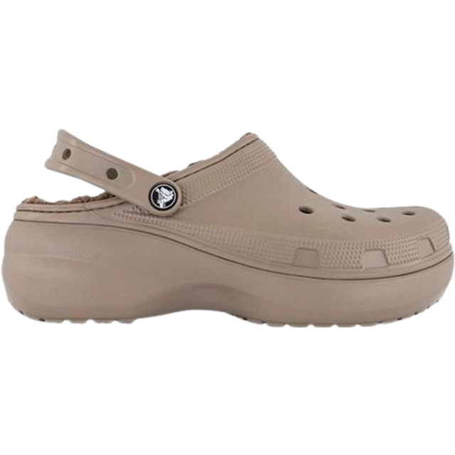 Crocs Womens Classic Platform Lined Clogs Mushroom Brown, 7
