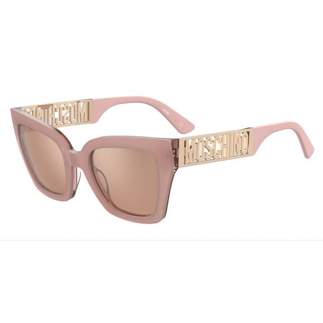 Moschino Woman MOS161/S 35J/2S Sunglasses Acetate Pink Pink Squared Mirrored Flash