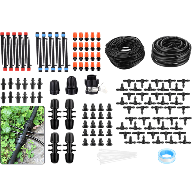 MIXC 226FT Greenhouse Micro Drip Irrigation Kit Automatic Irrigation System Patio Misting Plant Watering System with 1/4 inch 1/2 inch Irrigation Tubi