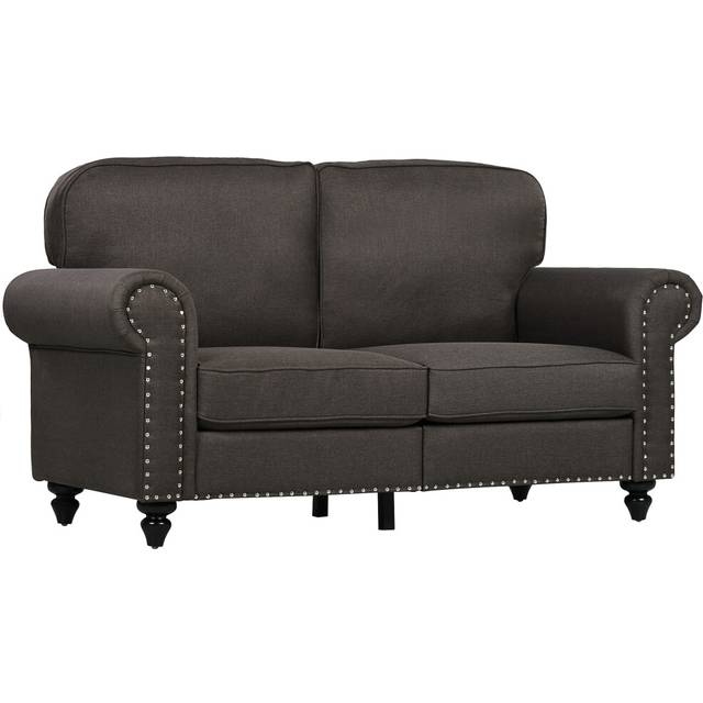 HOMCOM Two-Seater Mid-Century Sofa with Pocket Springs - Dark Brown, Brown