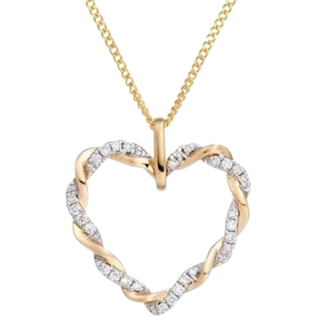 Entwine 9ct Yellow Gold Diamond Heart Pendant