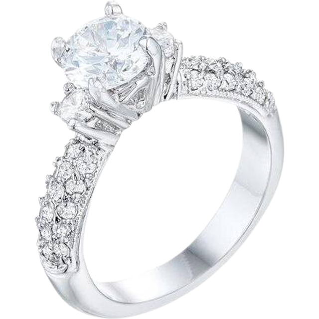 Silvertone Cubic Zirconia Classic Engagement Ring