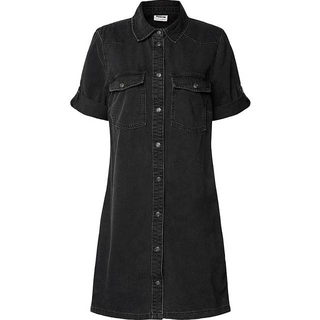 Noisy may Dam, midijeans, klänning, denimklänning, trendig, kortärmad skjortklänning, NMNEW, Black 2, S