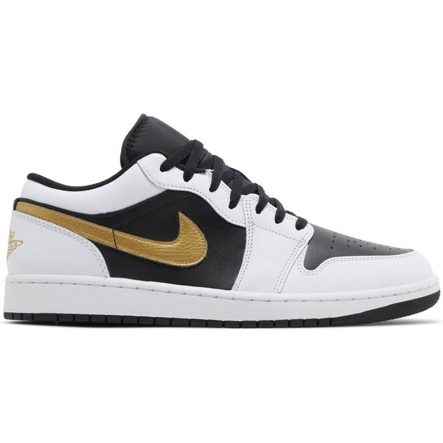 国内配送 NIKE AIR JORDAN 1 LOW WHITE/BLACK-LLIC GOLD Nike Air Jordan 1 Low M - White/Black/Metallic Gold • Price »