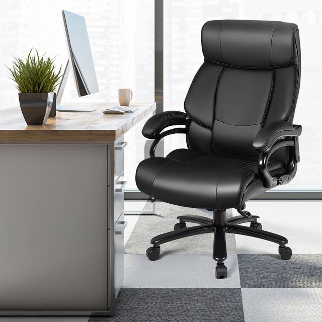 Costway Black Ergonomic Office Chair with Padded Armrests - 80 x 70 x 44cm