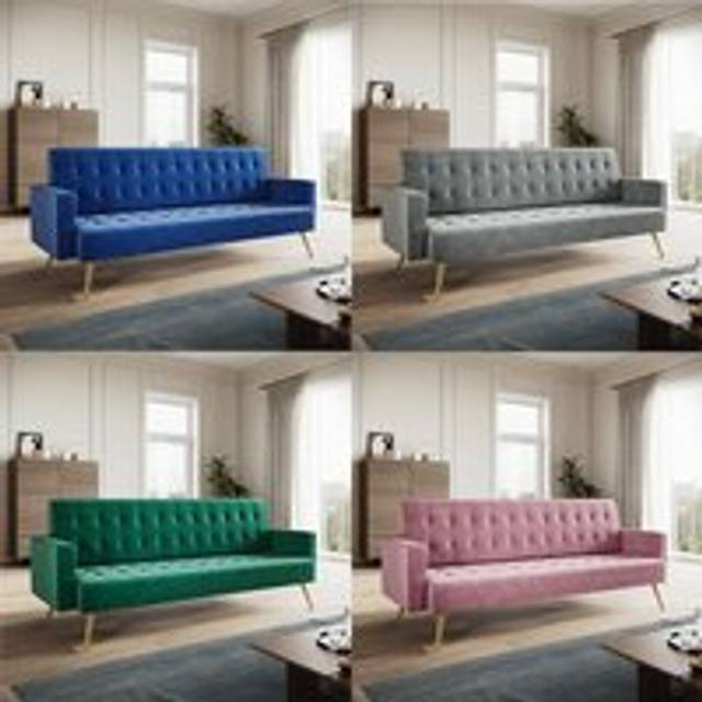 ELEGANT Modern Sofa Bed Multifunctional Three-Gears Adjustable Backrest Ultra Soft Material Velvet Cloth High-bounce Sponge Pink, 192x79x75cm