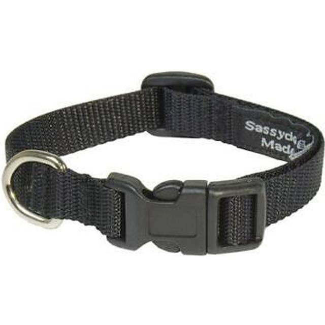 Sassy Dog Wear SOLID BLACK XS-C Nylon Webbing Dog Collar, Black - Extra Small