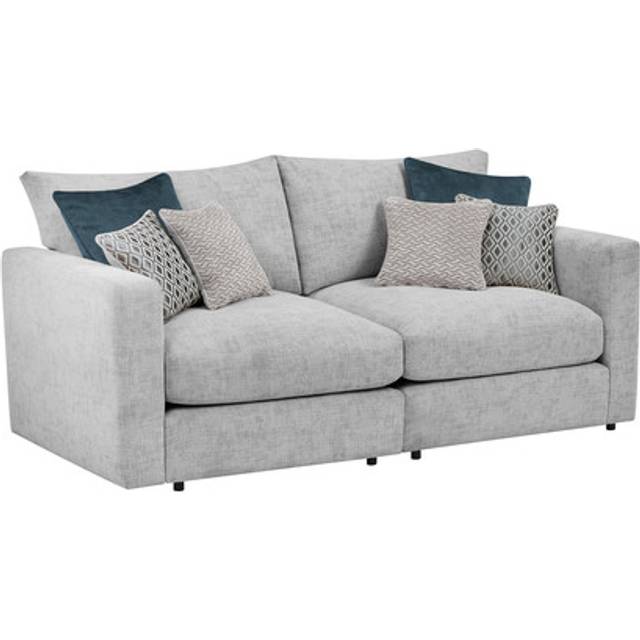 Silver Fabric Sofas - Modular 2 Seat Sofa - Malvern Range - Oak Furnitureland