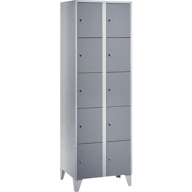 Wolf 2 compartments, 2 compartments, light grey / silver grey, W 600 mm, with feet - silver grey RAL 7001