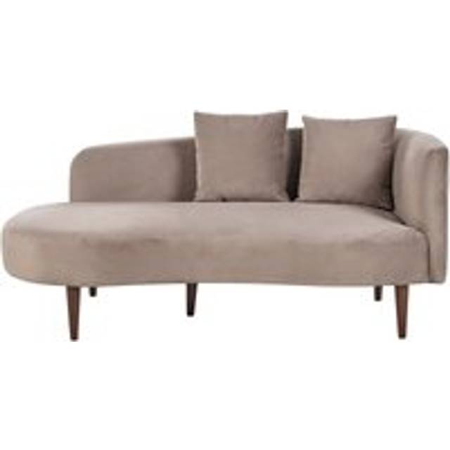 Beliani Right Hand Velvet Chaise Lounge Taupe Chaumont, Multi