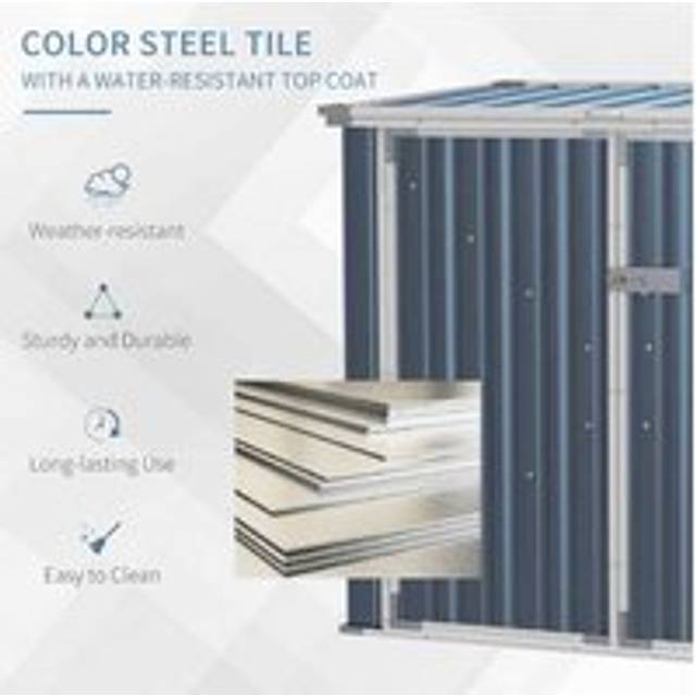 Outsunny 2-Bin Steel Rubbish Storage Shed w/ Double Locking Doors, Openable Lid - Grey - One Size