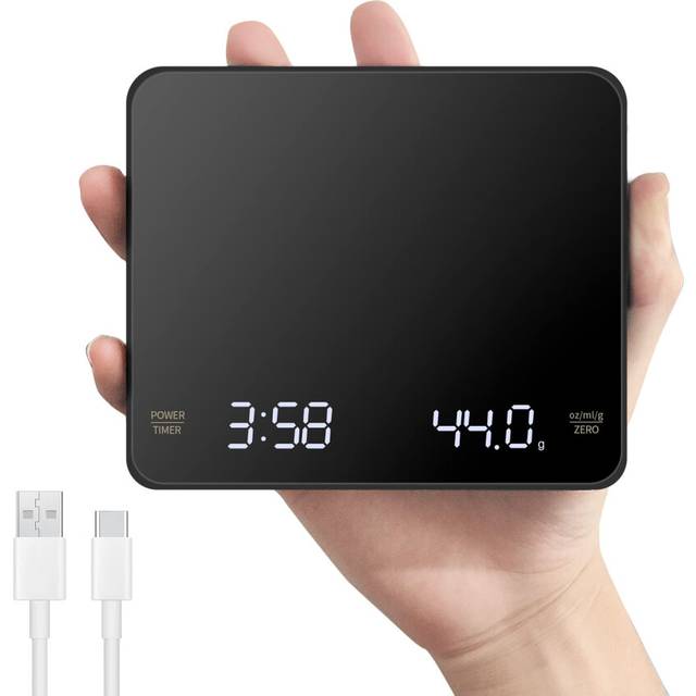 Mini Digital Coffee Scale with Timer,0.1 kg-3kg Precision measurement Food Scale Espresso Scale Electronic Cooking Scale,LED Hidden Screen USB